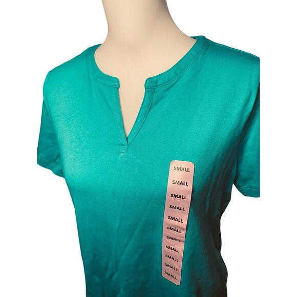 Eddie Bauer T-Shirt Women’s Short Sleeve V-Neck Soft Tee Size Small Turquoise - Picture 3 of 8